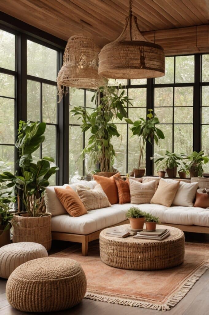 Rustic Cabin Sunroom with Firewood and Flannel